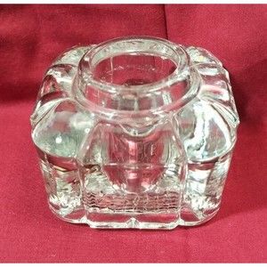 Vintage Early American Crystal Glass Block Ink Well Art Deco Bevel Cut Beautiful